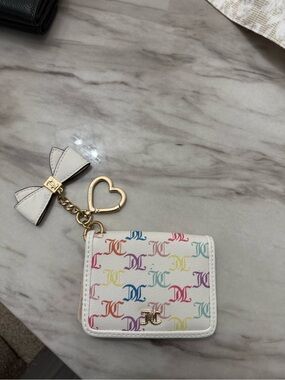 Juicy couture White Multicolor Monogram Compact Wallet with Bow Keychain